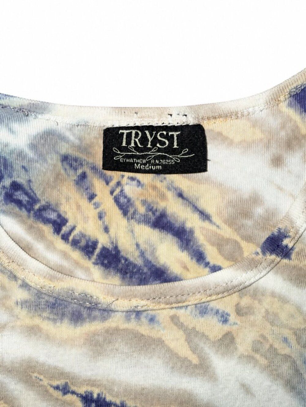 Tryst by Mathew Y2K Tie Dye Patchwork Pocket Baby Tee Top Medium - Picture 4 of 5